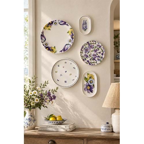 Lavander porselen duvar tabak seti ( asma aparatıyla )