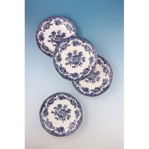Florence blue gümüş yaldızlı porselen 4 parça yemek tabağı