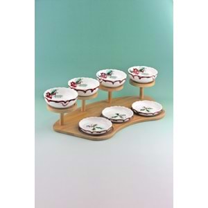 Winterberry ahşap standlı 7 li meze seti / çerezlik