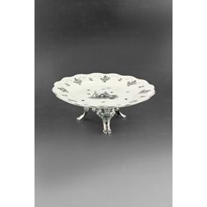 Royal siyah gümüş metal ayaklı sunum tabağı