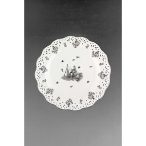 Royal siyah gümüş metal ayaklı sunum tabağı