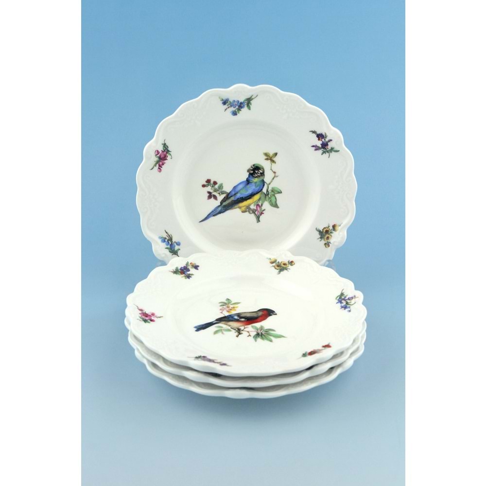 Renkli kuş 4 parça pasta/kurabiye tabağı