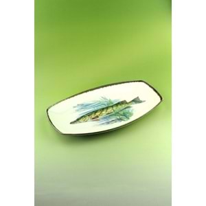 Retro fish büyük boy porselen kayık tabak