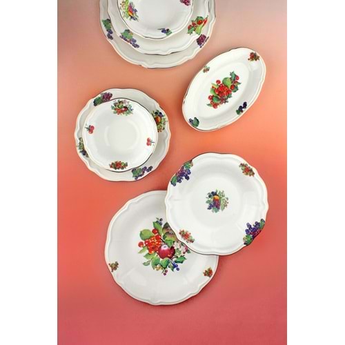 Fruits 2 kişilik 9 parça porselen yemek takımı