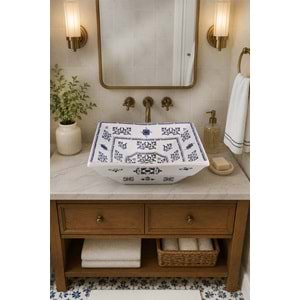Ornamenta tezgah üstü porselen kare lavabo