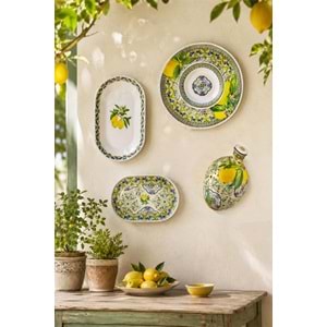 Capri lemon porselen duvar dekor seti ( asma aparatıyla )