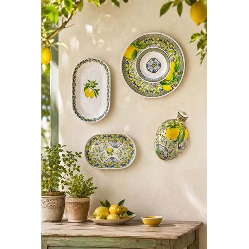 Capri lemon porselen duvar dekor seti ( asma aparatıyla )