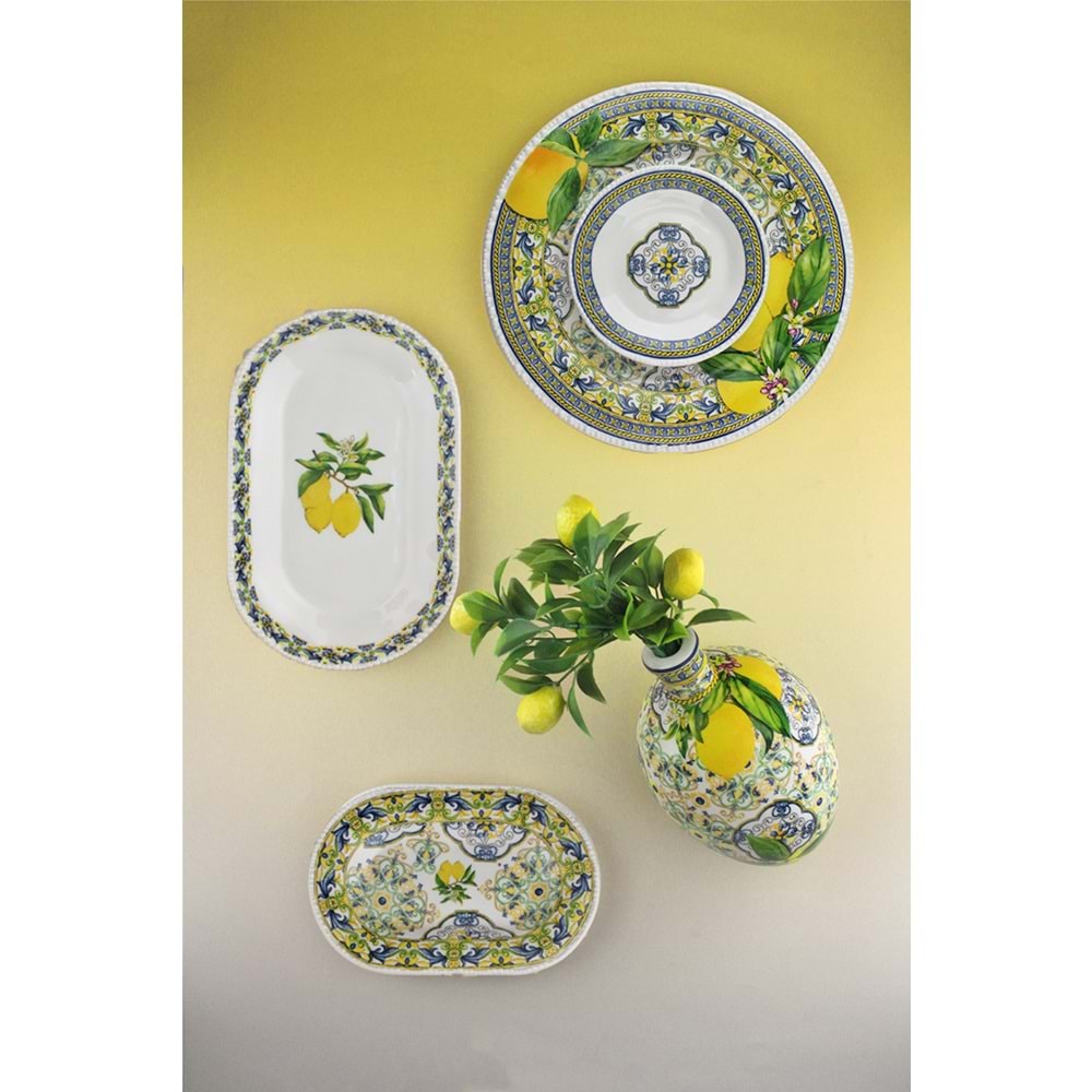 Capri lemon porselen duvar dekor seti ( asma aparatıyla )