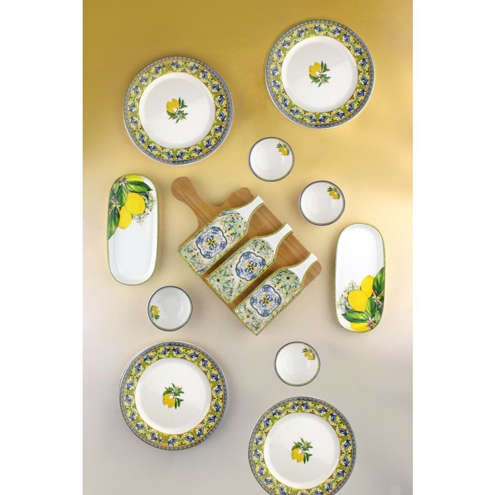 Capri lemon 4 kişilik 14 parça porselen kahvaltı takımı
