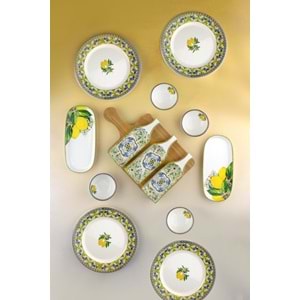 Capri lemon 4 kişilik 14 parça porselen kahvaltı takımı