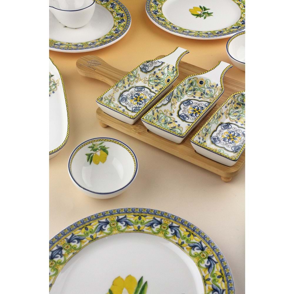 Capri lemon 4 kişilik 14 parça porselen kahvaltı takımı