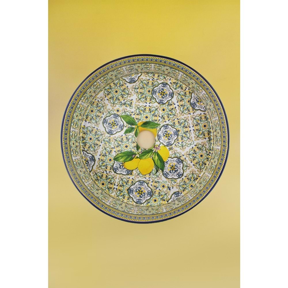 Capri lemon tezgah üstü porselen çanak lavabo