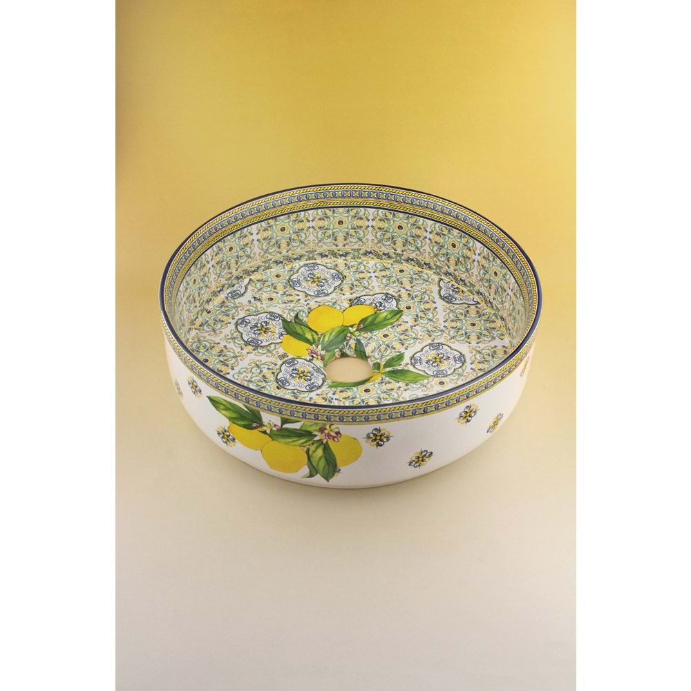 Capri lemon tezgah üstü porselen çanak lavabo